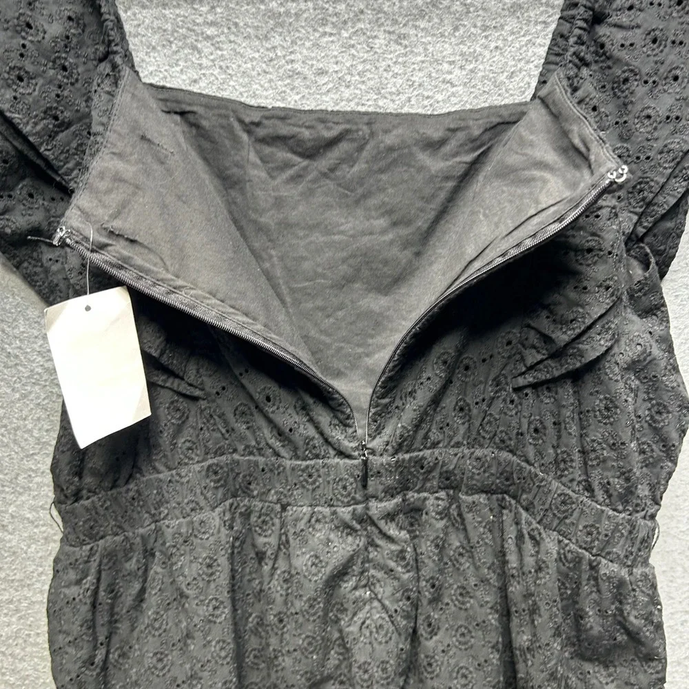 Nordstrom Rack Romper Womens 9‎ Black Eyelet Ruffle Boho Cottagecore